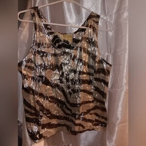 Shimmering Zebra Print Tank Top